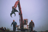 Alaska - Prince of Wales island - Alexander Archipelago: forestry workers and machinery - photo by E.Petitalot