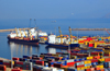 Oran, Algeria / Algrie: harbor - container ships and isotainer storage - photo by M.Torres | le port - deux navires porte-conteneurs et stockage de conteneurs - Quai de Dunkerque