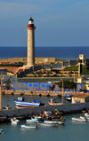 Cherchell - Tipasa wilaya, Algeria / Algrie: harbour - lighthouse and the Mediterranean sea | port - phare et la Mditerrane - photo by M.Torres