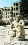 Azerbaijan - Baku: old town - statue on market square (photo by Galen Frysinger)