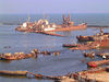 Baku, Azerbaijan: 20th century boats sink in the harbour - photo by G.Monssen