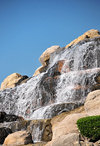 Muharraq, Muharraq Island, Bahrain: artificial waterfalls on Al Hidd Highway - oil makes everything possible in the desert - photo by M.Torres