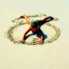 Barbados: creative girl on the sand (photo by P.Baldwin)