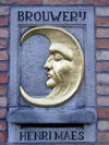 Belgium - Brugge / Bruges (Flanders / Vlaanderen - West-Vlaanderen province): Belgium - Entrance of the Henri Maes Brewery - crescent moon - Brouwerij - Unesco world heritage site (photo by M.Bergsma)