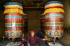 Bhutan - Thimphu - large prayer wheels in the National Memorial Chorten - photo by A.Ferrari