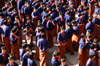 Bhutan - Paro: school - girls wearing kiras - national dress for women in Bhutan - photo by A.Ferrari