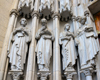 So Paulo, Brazil: jamb figures with canopies in the cathedral's central portal - Old Testament Major Prophets, Isaiah, Jeremiah, Ezekiel, Daniel - Praa da S - Neo-Gothic style, designed in 1912 by the German architect Maximillian Hehl -  So Paulo See Metropolitan Cathedral - photo by M.Torres