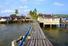 Bandar Seri Begawan, Brunei Darussalam: Kampong Pemacha water village and behind it the Yayasan Shopping Complex - Sungai Kedayan river - photo by M.Torres