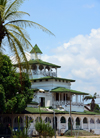 Cameroon, Douala: the Pagoda, Palace of the Kings Bell, built by the Germans in 1905 for King Auguste Manga Ndumbe - now used by 'espace Doual'art' - exotic architecture in the administrative quarter, Bonanjo - La Pagode du Roi Bell - photo by M.Torres