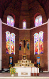 Cameroon, Douala: Catholic Cathedral of St Peter and St Paul of Bonadibong - Christ over the main altar - cathedrale St Pierre et St Paul - photo by M.Torres