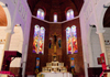 Cameroon, Douala: Catholic Cathedral of St Peter and St Paul of Bonadibong - main altar - cathedrale St Pierre et St Paul - photo by M.Torres