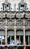 Barcelona, Catalonia: ornate Gothic balcony at Palau Bar de Quadras - photo by M.Torres