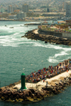 Antofagasta, Chile: port - locals greeting a cruise ship | puerto - lugareos saludan a un crucero - photo by D.Smith