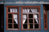 Chonchi, Chilo island, Los Lagos Region, Chile: window and curtains of the historic Hotel Huilden - photo by C.Lovell