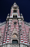 Bogota, Colombia: Iglesia del Carmen - interpolated brown and cream paint, emblematic colors of the Carmelite - Carrera 5 - Centro Administrativo - La Candelaria - photo by M.Torres