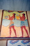 Crete, Greece - Knossos (Heraklion prefecture): fresco - procession - serving drinks (photo by Miguel Torres)