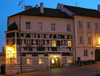 Czech Republic - Mikulov (Southern Moravia - Breclav district): Renaissance Sgrafitto House U Rytiru at night - photo by J.Kaman