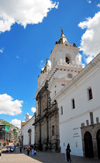 Quito, Ecuador: Baroque faade of Iglesia y Monasterio de San Francisco - Church and Monastery of St. Francis - built between 1550 and 1680, architects Jodoco Ricke, Pedro Gosseal, Antonio Rodrguez - Ecuador's largest colonial building - Plaza San Francisco - photo by M.Torres