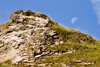 Hope Valley, Peak District, Derbyshire, England: peak and Moon - near Castleton - photo by I.Middleton