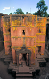 Lalibela, Amhara region, Ethiopia: Bet Giyorgis rock-hewn church - main facade - UNESCO world heritage site - photo by M.Torres