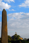 Axum - Mehakelegnaw Zone, Tigray Region: stele and the dome of the Church of St Mary of Zion - Northern stelae field - photo by M.Torres