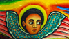 Lake Tana, Amhara, Ethiopia: Entos Eyesu Monastery - Ethiopian angel - cherubim - photo by M.Torres