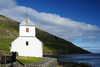 Kirkjubur, Streymoy island, Faroes: Olavskirkjan - Saint Olav's church - built in 1110, this parish church was during the Middle Ages the cathedral of the Faroes and the burial site for bishops - photo by A.Ferrari