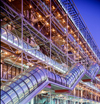 Paris, France: Centre Georges Pompidou at night - architects Richard Rogers, Renzo Piano - structural engineer Edmund Happold - Beaubourg area - photo by A.Bartel