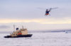 73 Franz Josef Land: Ship Kapitan Dranitsyn & helicopter - photo by B.Cain