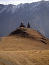 Georgia - near Kazbegi: Holy Trinity / Tsminda Sameba church during autumn - Caucasus - CIS (photo by Austin Kilroy)