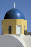 Greece, Cyclades, Santorini: the striking blue of the cupola of an inland church - photo by P.Hellander