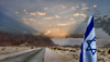 Israel - Sea of Galilee / Lake Tiberias: hope for the best - Israeli flag - sun rays and Israeli flag - photo by E.Keren