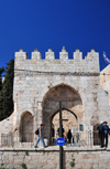 Jerusalem, Israel: entrance to King David's citadel, a bridge over moat leads to the citadel's gate, niches would house sentries, built by Suleiman the Magnificent - photo by M.Torres