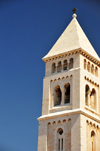 Jerusalem, Israel: neo-Romanesque stone belfry of the Lutheran Church of the Redeemer (Erlserkirche), former Crusader church of St. Mary Latina - architect Friedrich Adler - Muristan, Christian quarter - photo by M.Torres