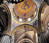 Jerusalem, Israel: Christ Pantocrator mosaic, interior of the dome at the Holy Sepulcher church - Christian quarter - photo by M.Torres