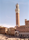 Italy / Italia - Siena (Toscany / Toscana) / FLR : central square - Historic Centre of Siena - Mangia tower - Unesco world heritage site - photo by M.Bergsma