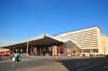 Rome, Italy: Roma Termini railway station - modernist faade in travertine and cantilever roof - photo by M.Torres