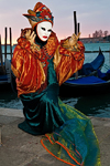 Carnival participant with Carnival costume at Dawn by Canale di San Marco, Venice - photo by A.Beaton