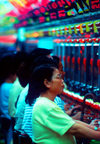 Pachinko game hall interior - players, Tokyo, Japan. photo by B.Henry