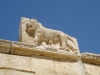 Jordan - Qasr Iraq El-Amir / Cave of the Prince - Amman Governorate: stone lioness with her cubs - Qasr Iraq El-Amir - unfinished palace built by the Tobiad Prince Hyrcan / Herkanus, the Ammonite - Qasr al-Abd - west wall - ruins - archeology - photo by I.Dnieprowsky