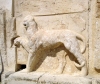 Jordan - Qasr Iraq El-Amir / Cave of the Prince: panther decorating the fountain on the east side  of Qasr Iraq El-Amir - unfinished palace built by the Tobiad Prince Hyrcan / Herkanus, the Ammonite - Qasr al-Abd -  hellinistic ruins - archeology - photo by I.Dnieprowsky