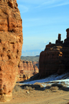 Kazakhstan, Charyn Canyon: Valley of the Castles - rock wall and the gorge - photo by M.Torres