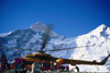 Kazakhstan - Tian Shan mountain range: a russian Mil Mi-8 Hip helicopter drops food at the Khan Tengri summit base camp - photo by E.Petitalot