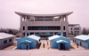 North Korea / DPRK - Panmunjom / Panmunjong: the border - looking south - cease fire line - DMZ (photo by Miguel Torres)