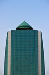 Erbil / Hewler / Arbil / Irbil, Kurdistan, Iraq: green skyscraper upper floors - Erbil Business Tower - photo by M.Torres