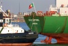 Latvia - Ventspils: flying the colours of Portugal in the Baltic - stern of the Galp Setubal - Sacor / Petrogal tanker - Portuguese flag - Petroleiro da Petrogal (photo by A.Dnieprowsky)