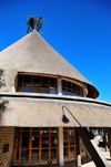 Maseru, Lesotho: Basotho Hat craft store - government-run shop stocking locally made souvenirs - Mokorotlo - marks the entrance to central Maseru - photo by M.Torres