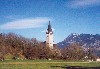 Liechtenstein - Balzers: in the Rhine valley - St. Nicholas' Parish Church - Rheintal -  Pfarrkirche St. Nikolaus - architect Gustav von Neumann - Prince Johann Jubilee Church - Frst-Johannes-Jubilumskirche (photo by M.Torres)