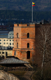 Vilnius, Lithuania: Gediminas' Tower flying the Lithuanian flag - photo by A.Dnieprowsky