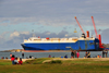 Toamasina / Tamatave, Madagascar: blvd Ratsimilaho and the port - M.V. Dyvi Adriatic vehicle carrier, IMO 8519710 - photo by M.Torres